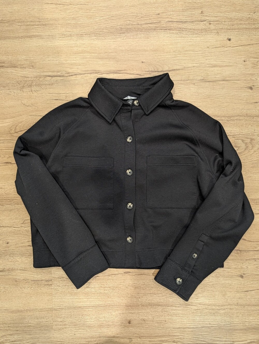 Athleta | Cropped Button Up Shirt Jacket | Black | Medium
